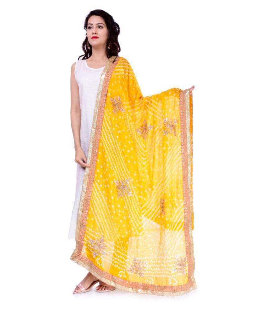     			Apratim Yellow Art Silk Dupatta
