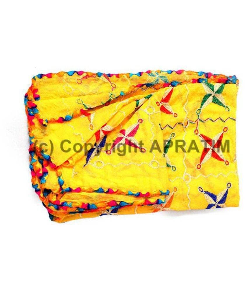 Apratim Yellow Chiffon Dupatta     			Apratim Yellow Chiffon Dupatta