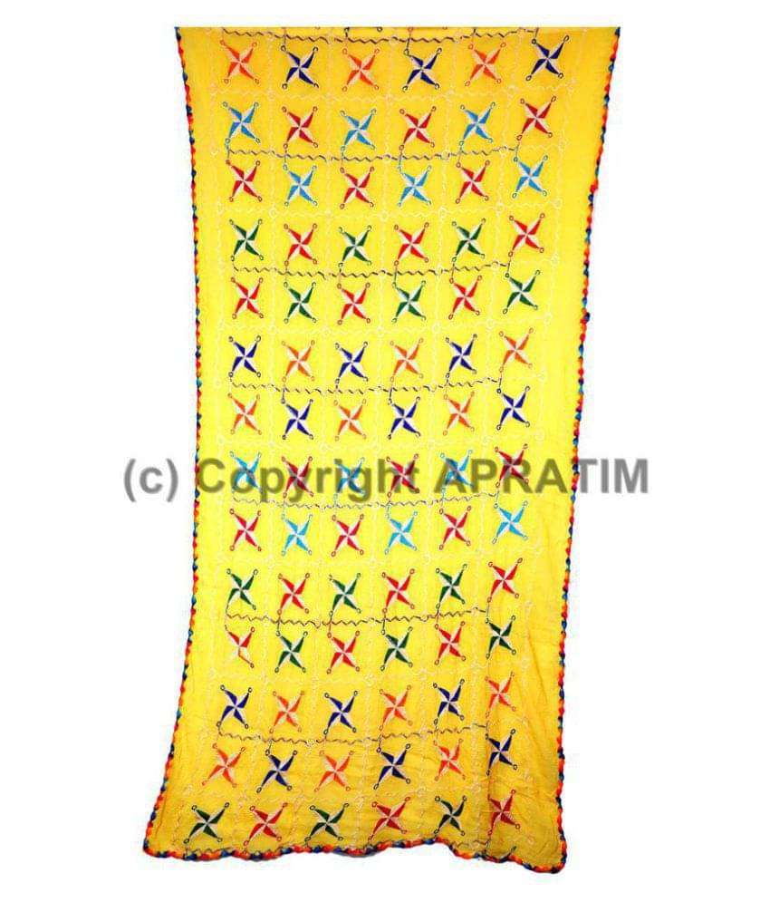 Apratim Yellow Chiffon Phulkari Dupatta Apratim Yellow Chiffon Phulkari Dupatta