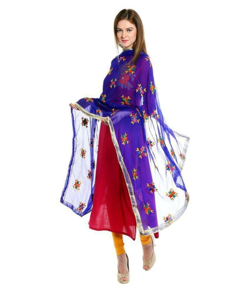 Raj Blue Chiffon Dupatta Raj Blue Chiffon Dupatta