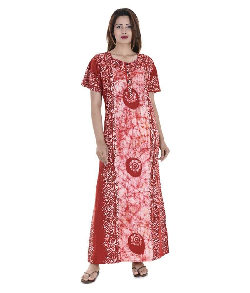     			Apratim Cotton Nighty & Night Gowns - Red