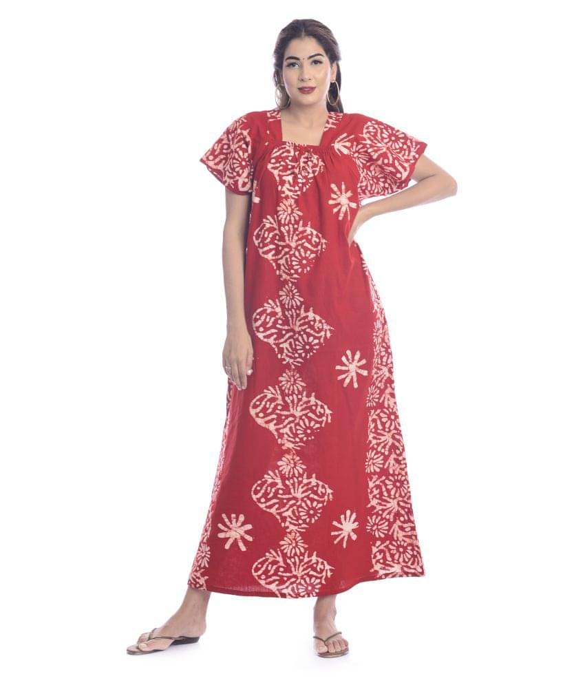    			Apratim Cotton Nighty & Night Gowns - Red