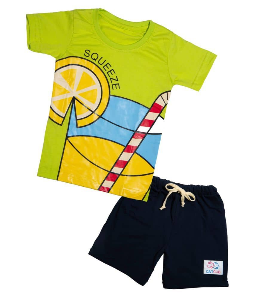 CATCUB Unisex for Baby Cotton Tops & Bottoms Sets ( Green )
