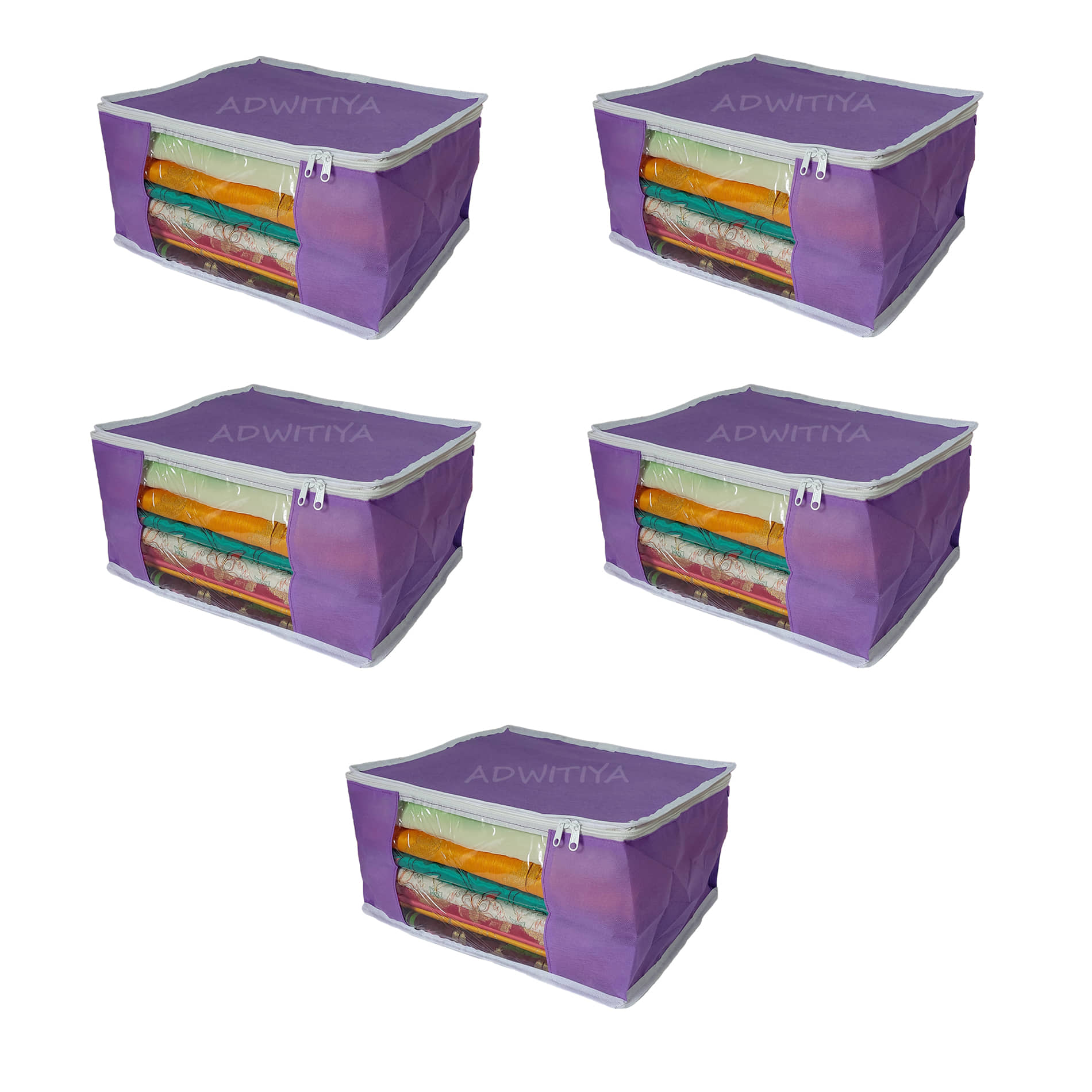 ADWITIYA Purple Saree Covers - 5 Pcs