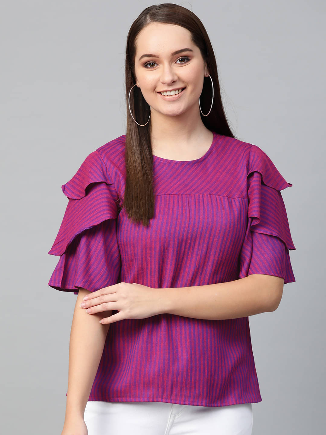Yash Gallery Purple Viscose Women's Regular Top ( Pack of 1 ) Yash Gallery Purple Viscose Women's Regular Top ( Pack of 1 )