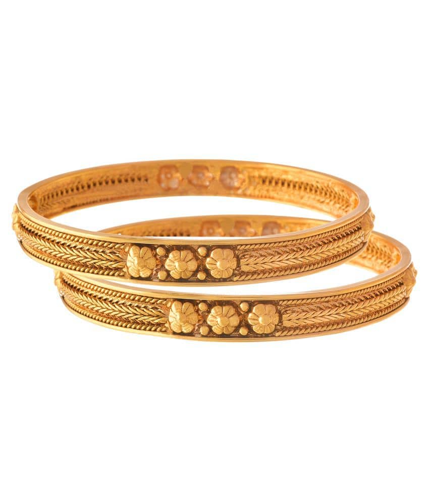 JFL - Jewellery For Less Golden Copper Pair Of Kadas - Bangles & Bracelets | Buy online on ZillyBuy