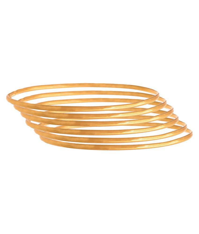 JFL - Jewellery For Less Traditional Ethnic One Gram Gold Plated Pair Of Bangles - Set of 6 - Bangles & Bracelets | Buy online on ZillyBuy