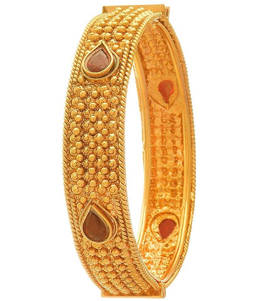 JFL - Traditional Ethnic One Gram Glod Plated Stone Designer Openable Bangle Kada for Women - Bangles & Bracelets | Buy online on ZillyBuy