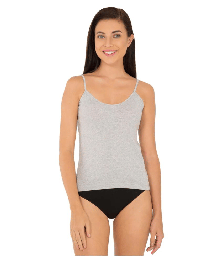 Jockey Cotton Lycra Spaghettis - Grey     			Jockey Cotton Lycra Spaghettis - Grey