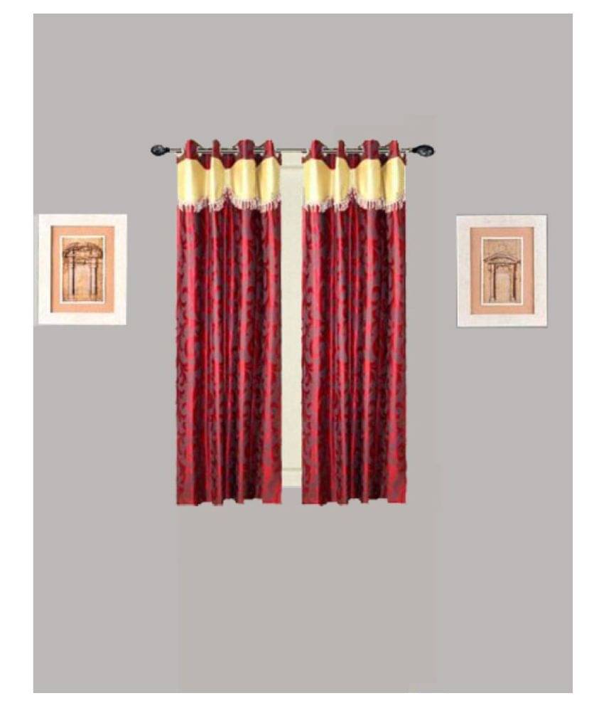 Tidy Floral Transparent Eyelet Curtain 5 ft ( Pack of 2 ) - Maroon Tidy Floral Transparent Eyelet Curtain 5 ft ( Pack of 2 ) - Maroon