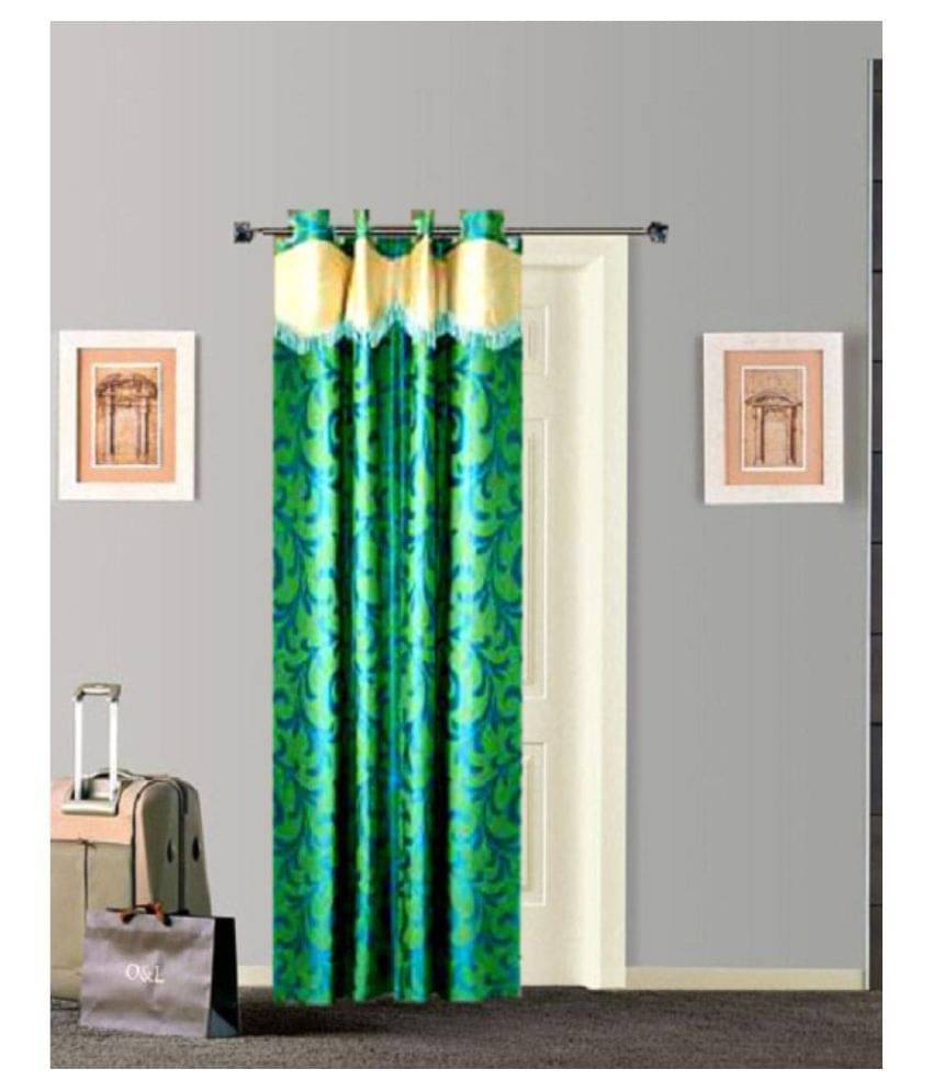 Tidy Nature Transparent Eyelet Curtain 7 ft ( Pack of 1 ) - Green Tidy Nature Transparent Eyelet Curtain 7 ft ( Pack of 1 ) - Green