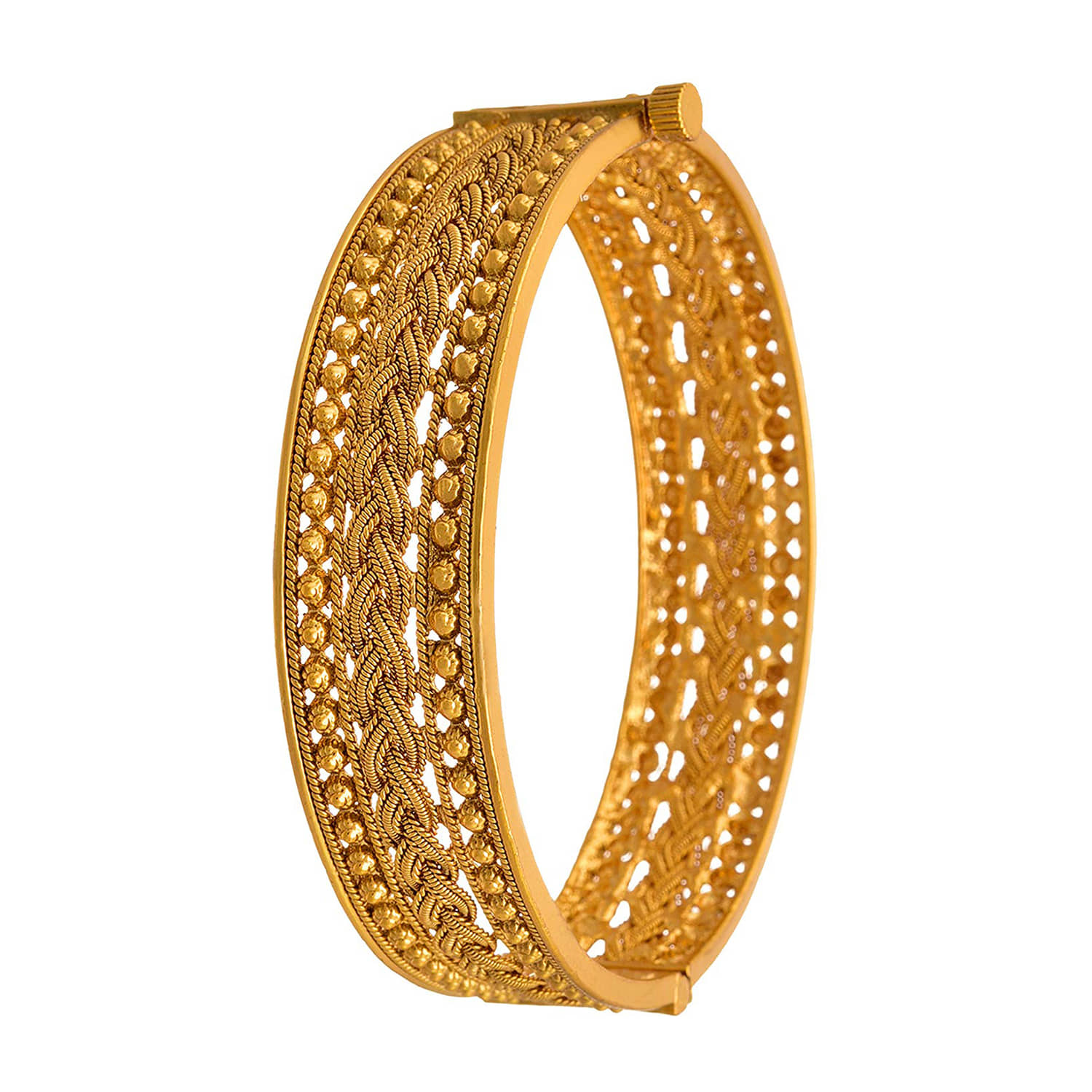 Traditional Ethnic One Gram Gold Plated Braided Gold Bead Designer Openable Kada for Women & Girls. - Bangles & Bracelets | Buy online on ZillyBuy