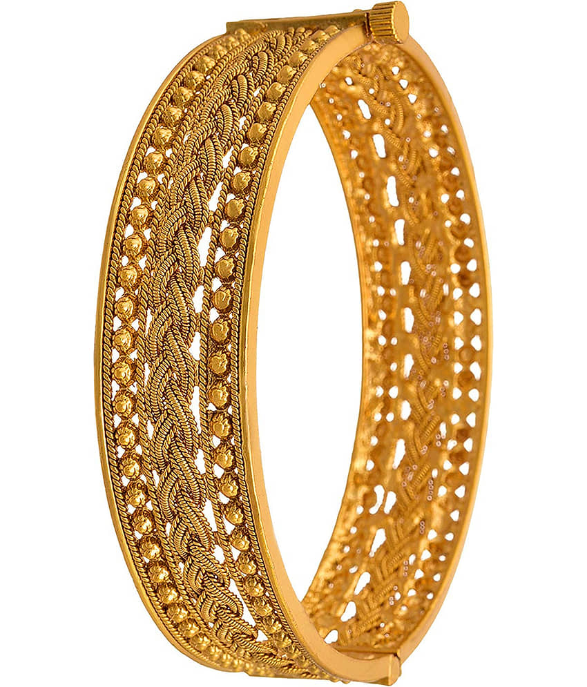 Traditional Ethnic One Gram Gold Plated Braided Gold Bead Designer Openable Kada for Women & Girls. - Bangles & Bracelets | Buy online on ZillyBuy