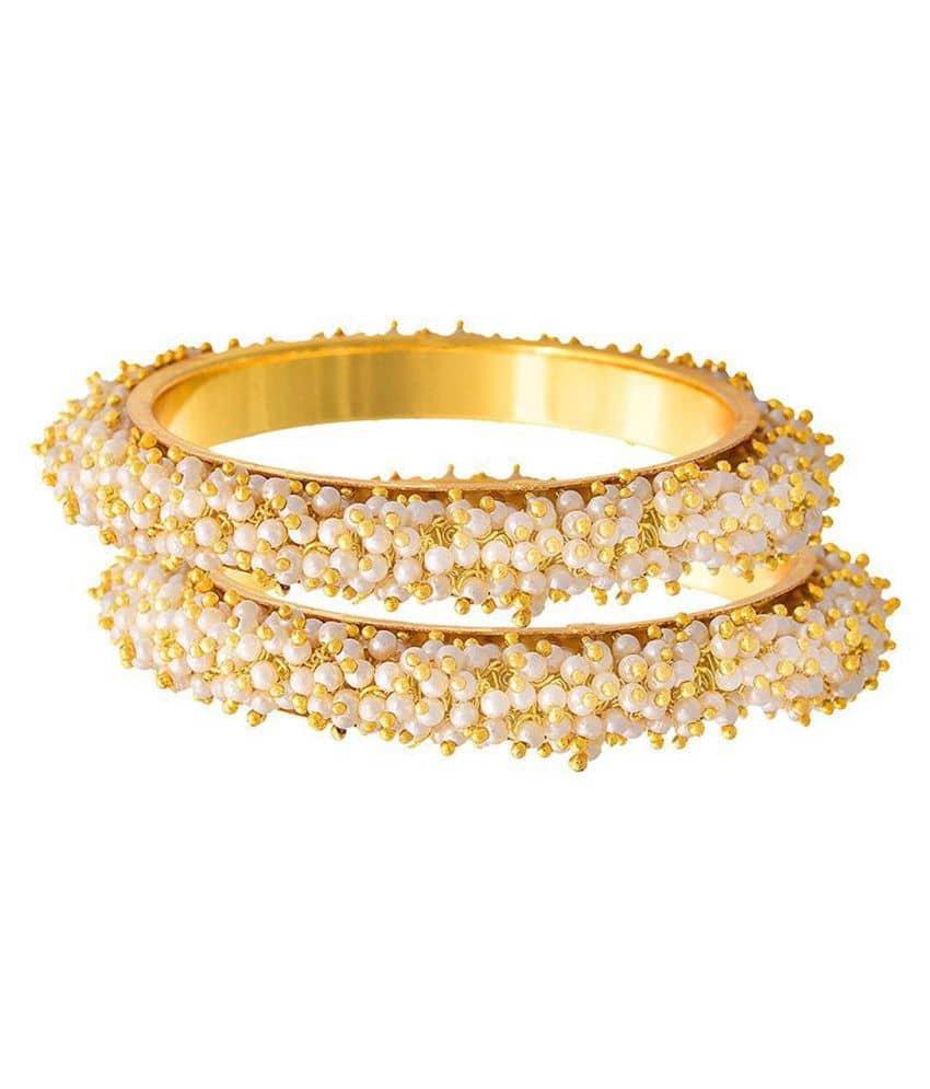Traditional & Ethnic One Gram Gold Plated Designer Bangles with Pearl for Women & Girls - Bangles & Bracelets | Buy online on ZillyBuy