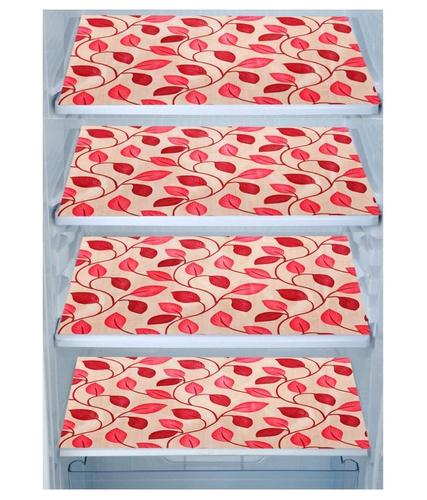 E-Retailer Set of 4 PVC Red Fridge Mats E-Retailer Set of 4 PVC Red Fridge Mats