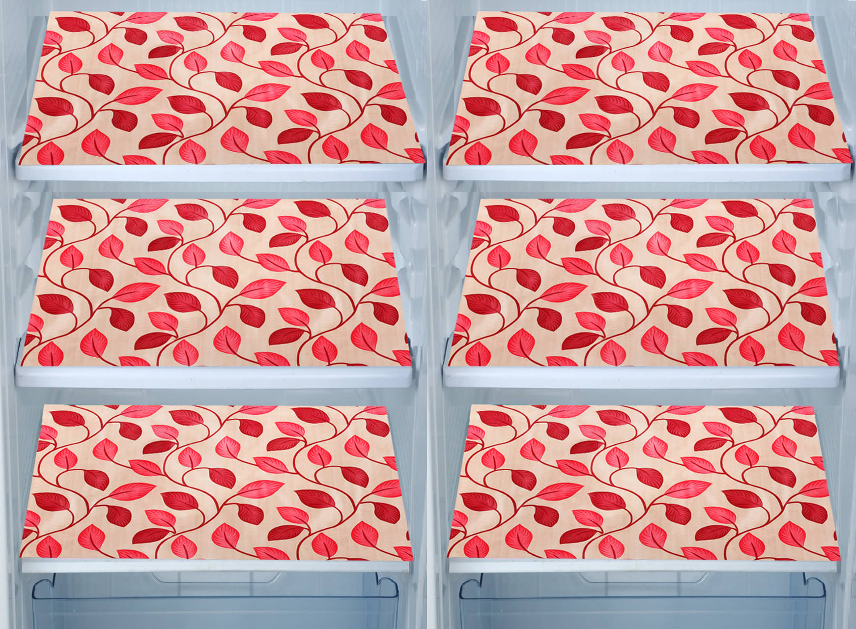     			E-Retailer Set of 6 PVC Red Fridge Mats