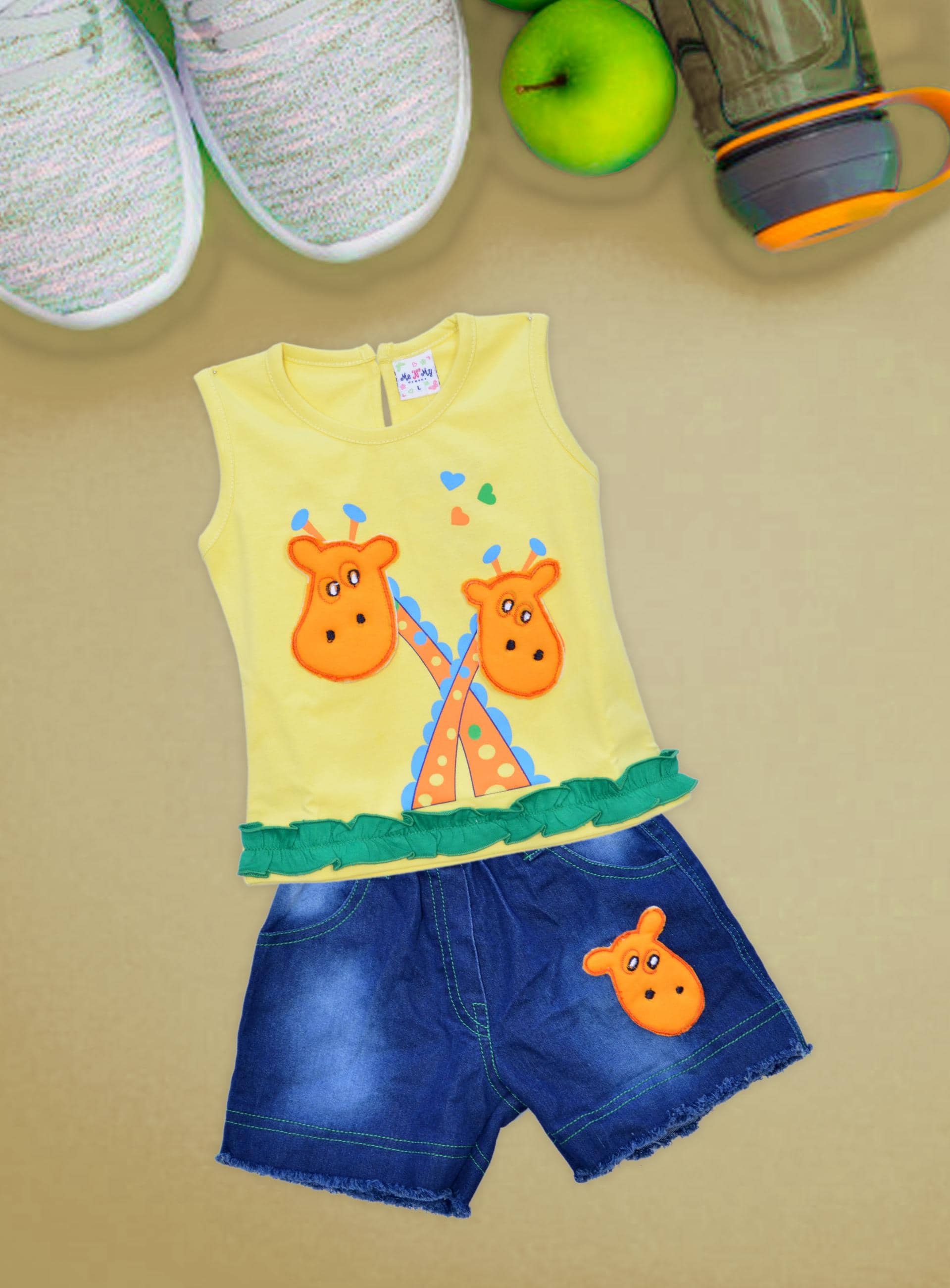 Me N My CLOSET Unisex for Baby 100% Cotton Tops & Bottoms Sets ( Yellow )