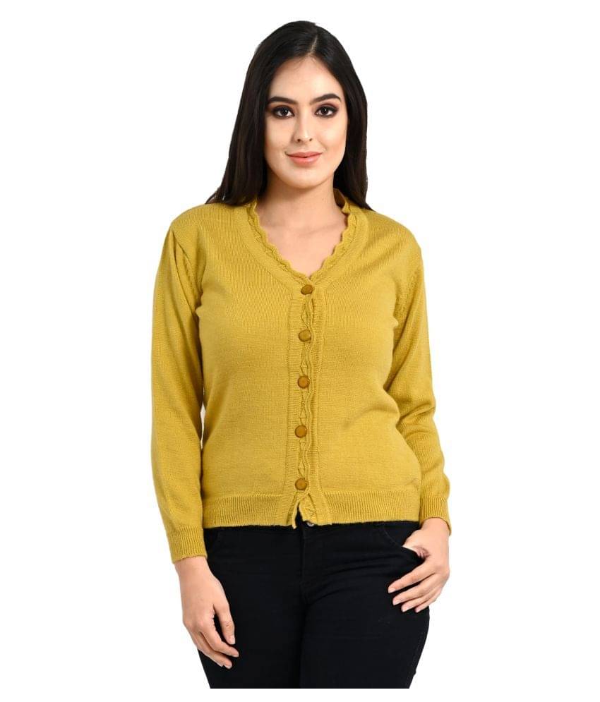 Ogarti Women Acrylic Round Neck Pullover ( Yellow )     			Ogarti Women Acrylic Round Neck Pullover ( Yellow )