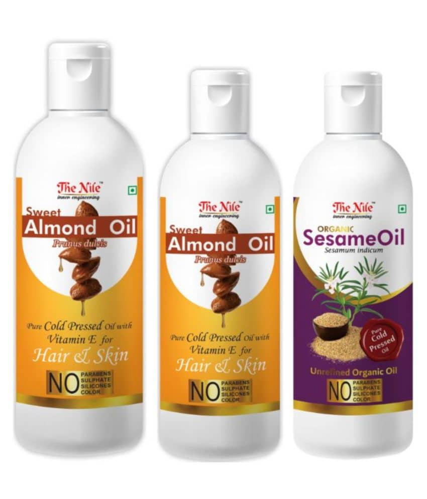 The Nile Almond Oil 150 Ml + 100 ML( 250 ML) + Sesame Oil 100 ML 350 mL Pack of 3