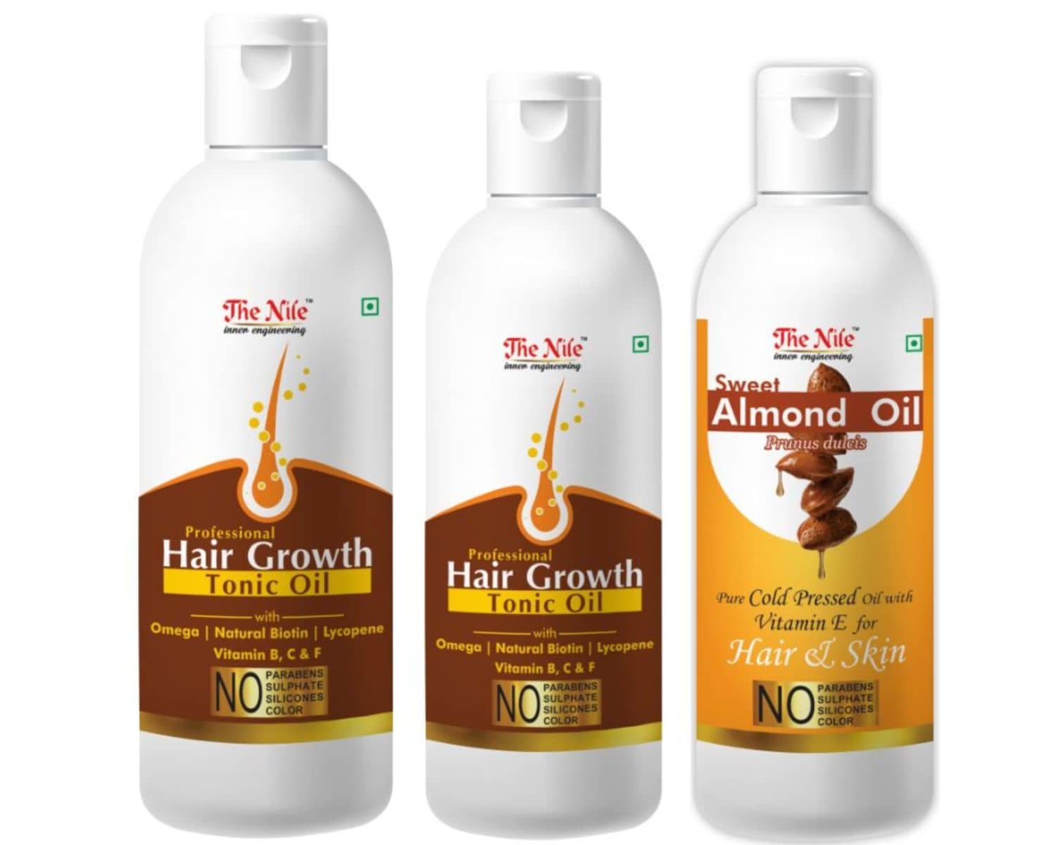 The Nile Hair Tonic Oil 150 + 100 ML (250 ML) + Almond Oil 100 Ml 350 mL Pack of 3