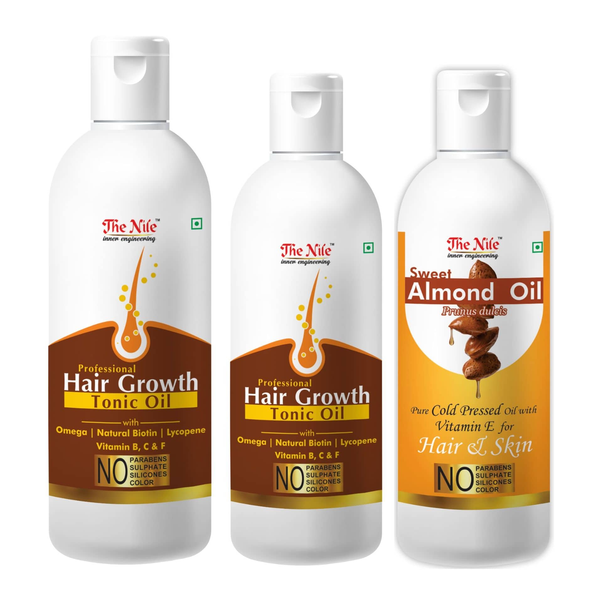 The Nile HairTonic 150 ML + 100 ML (250 ML) + Almond Oil 100 Ml 350 mL Pack of 3