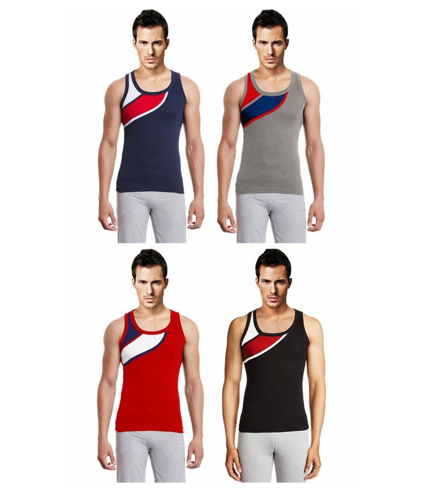 Rupa Frontline Multi Sleeveless Vests Pack of 4 - Nightwear & Loungewear | Buy online on ZillyBuy