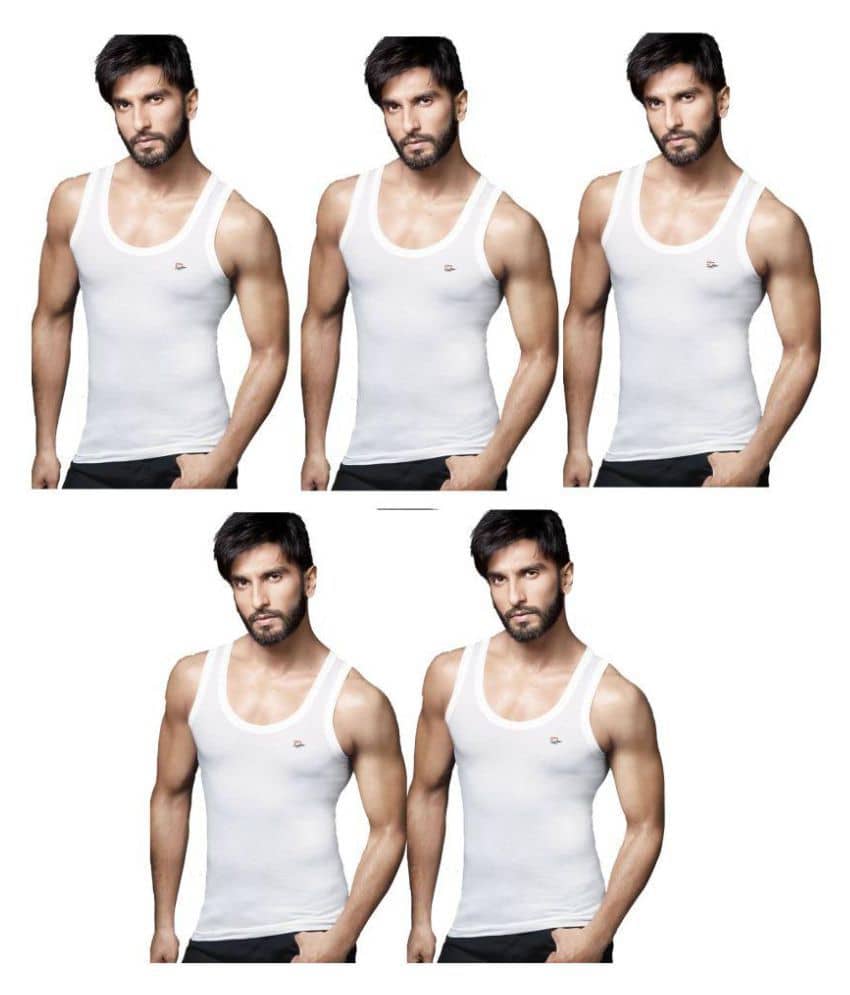 Rupa Frontline White Sleeveless Vests Pack of 5 - Nightwear & Loungewear | Buy online on ZillyBuy