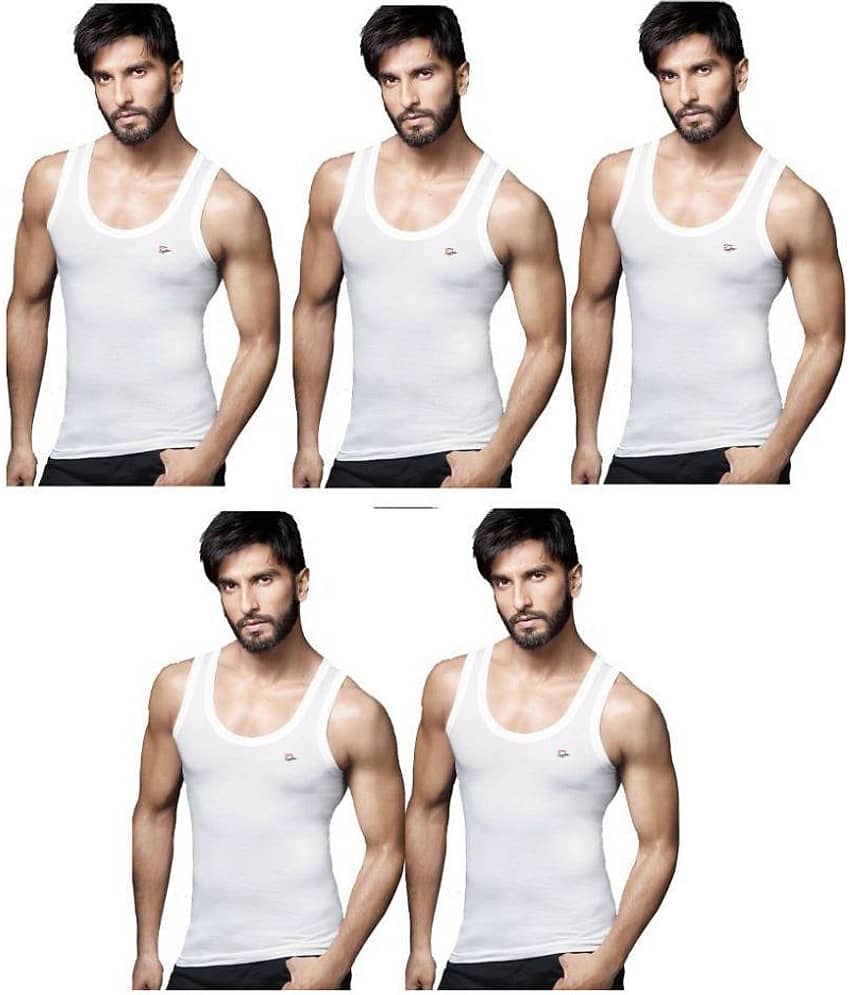 Rupa Frontline White Sleeveless Vests Pack of 5 - Nightwear & Loungewear | Buy online on ZillyBuy
