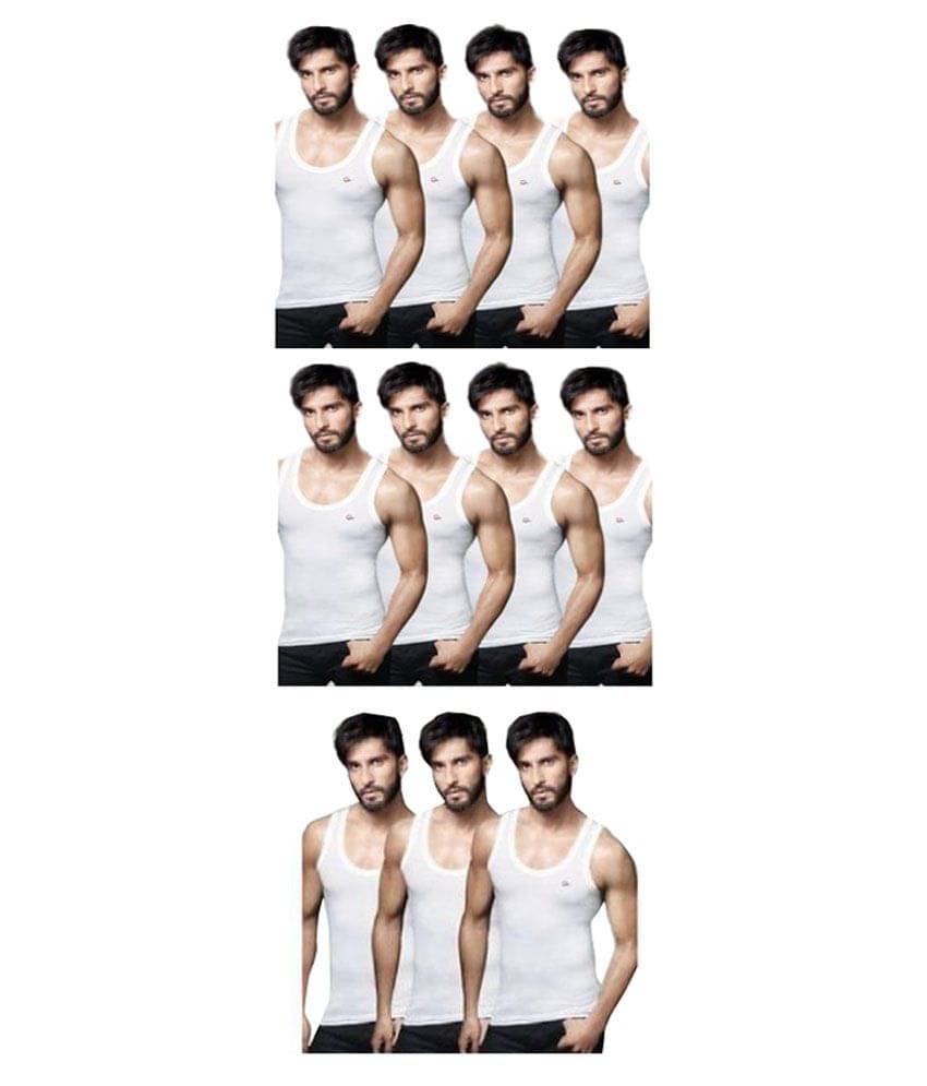     			Rupa Frontline White Sleeveless Vests Pack of 11
