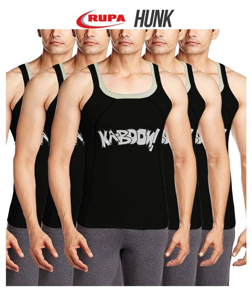 Rupa Black Sleeveless Vests Pack of 5 Rupa Black Sleeveless Vests Pack of 5