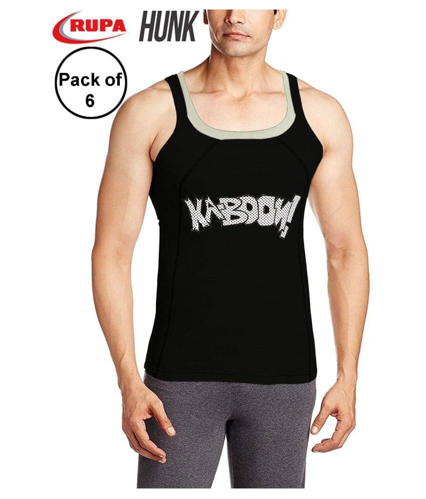 Rupa Black Sleeveless Vests Pack of 6 Rupa Black Sleeveless Vests Pack of 6