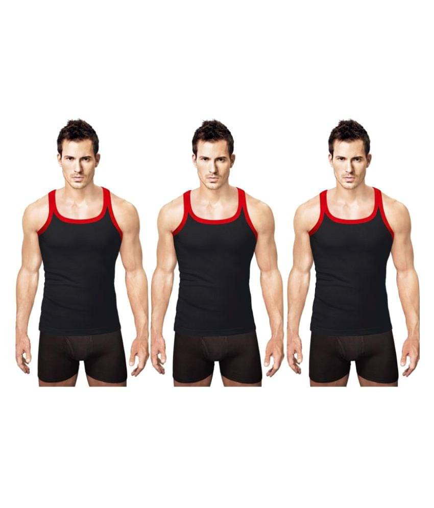 Rupa Black Sleeveless Vests Pack of 3 Rupa Black Sleeveless Vests Pack of 3