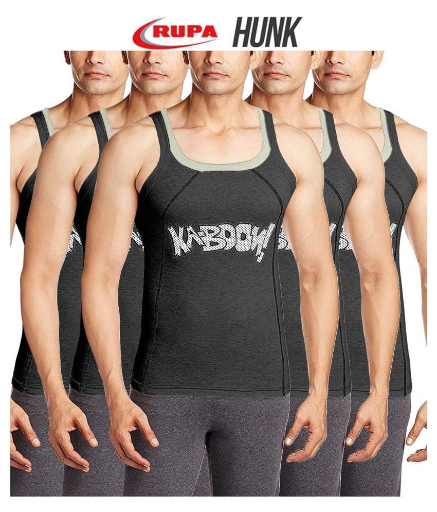     			Rupa Charcoal Sleeveless Vests Pack of 5