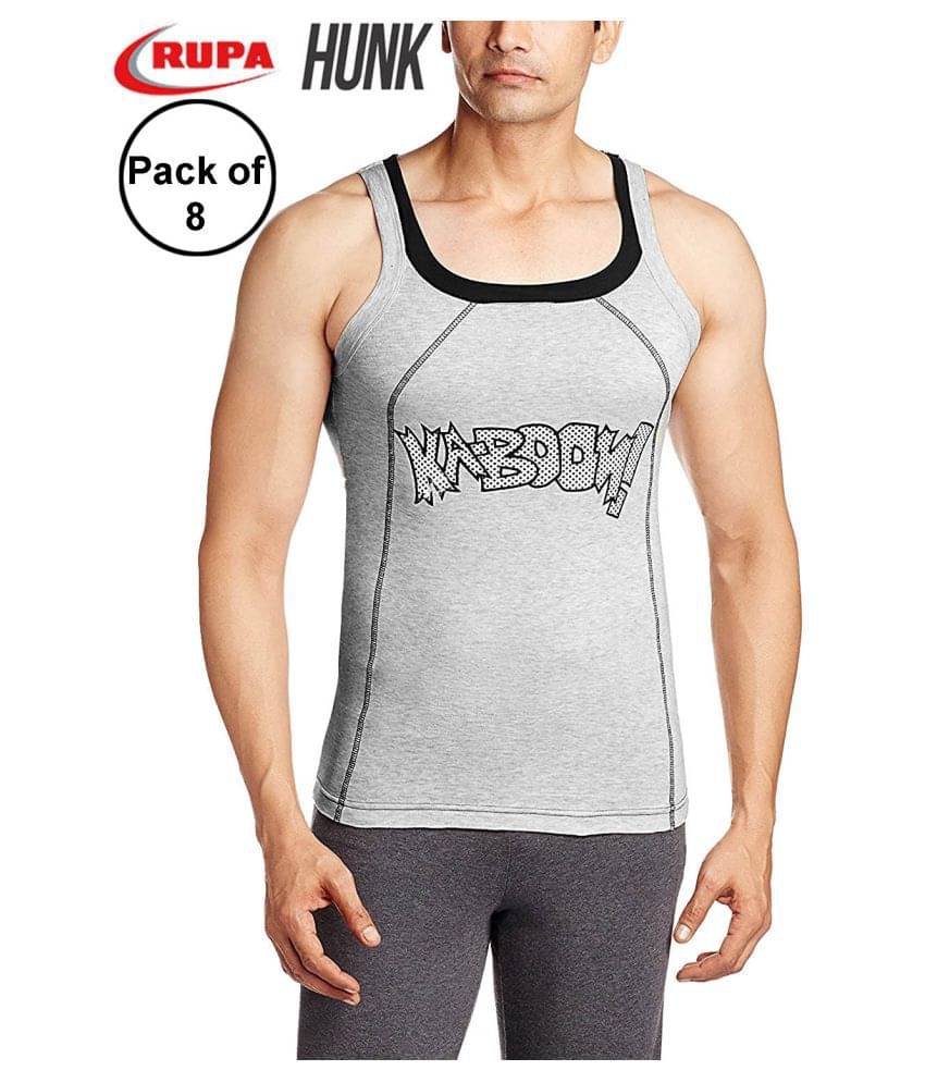 Rupa Grey Sleeveless Vests Pack of 8 Rupa Grey Sleeveless Vests Pack of 8