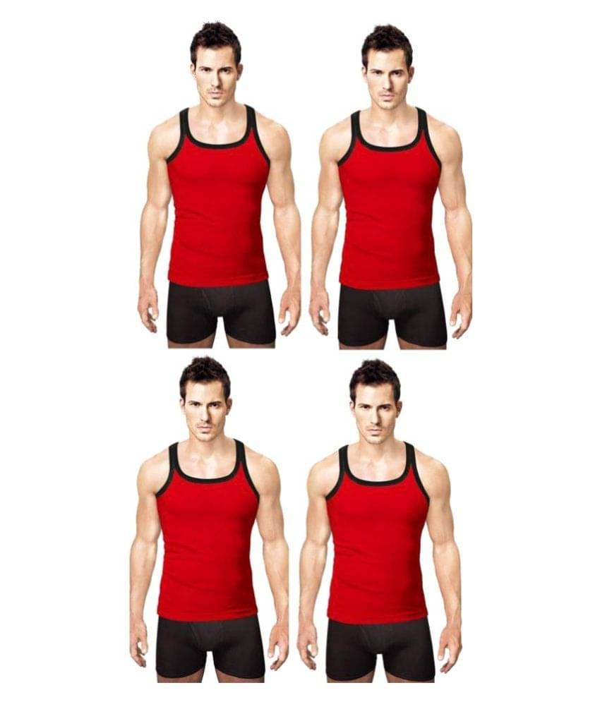Rupa Red Sleeveless Vests Pack of 4 Rupa Red Sleeveless Vests Pack of 4
