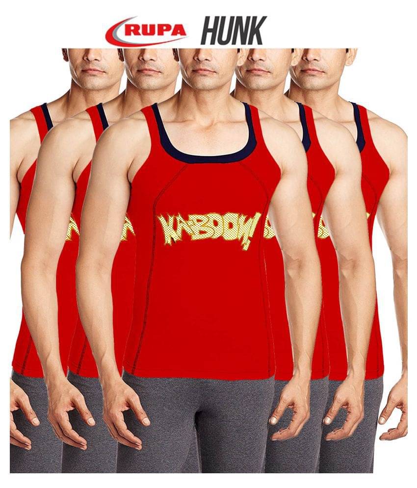     			Rupa Red Sleeveless Vests Pack of 5