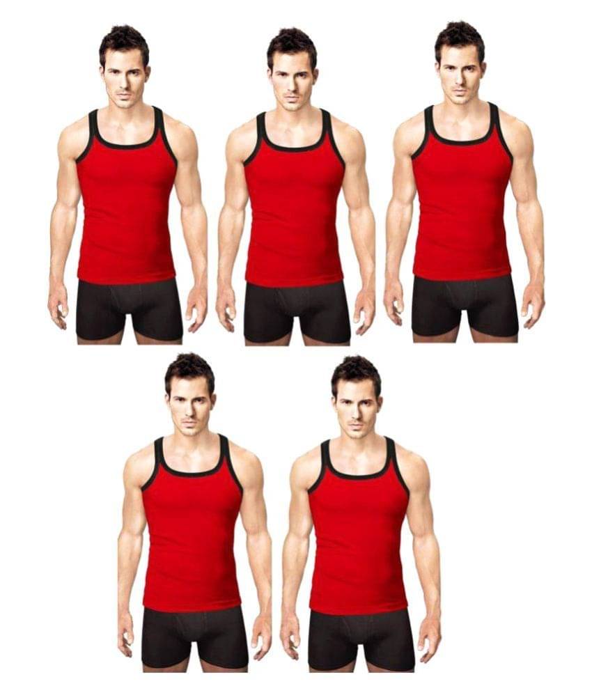     			Rupa Red Sleeveless Vests Pack of 5
