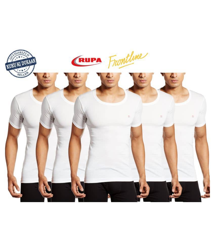 Rupa White Half Sleeve Vests Pack of 5 - Nightwear & Loungewear | Buy online on ZillyBuy