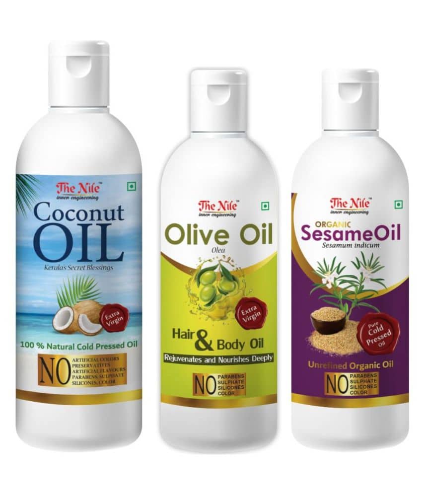 The Nile Coconut Oil 150 ML + Sesame Oil 100 ML + Olive Oil 100 ML 350 mL Pack of 3