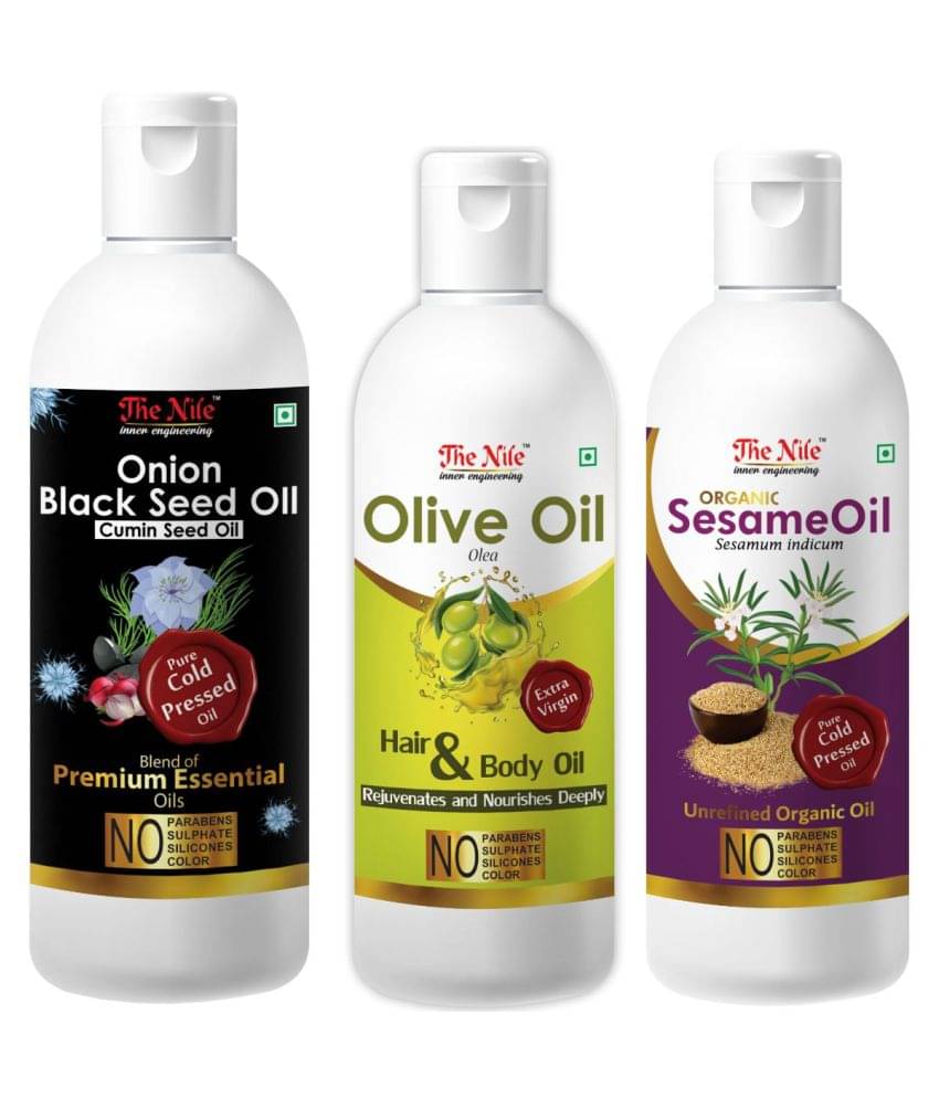 The Nile OnionBlackSeed Oil 150ML+Sesame Oil 100 ML+Olive Oil 100 ML 350 mL Pack of 3 The Nile OnionBlackSeed Oil 150ML+Sesame Oil 100 ML+Olive Oil 100 ML 350 mL Pack of 3
