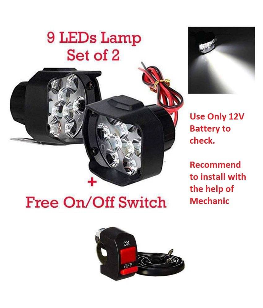     			BOOSTY 9 LED Bike Fog light - Set of 2 - 15 Watts Each (Switch Free)-Universal 