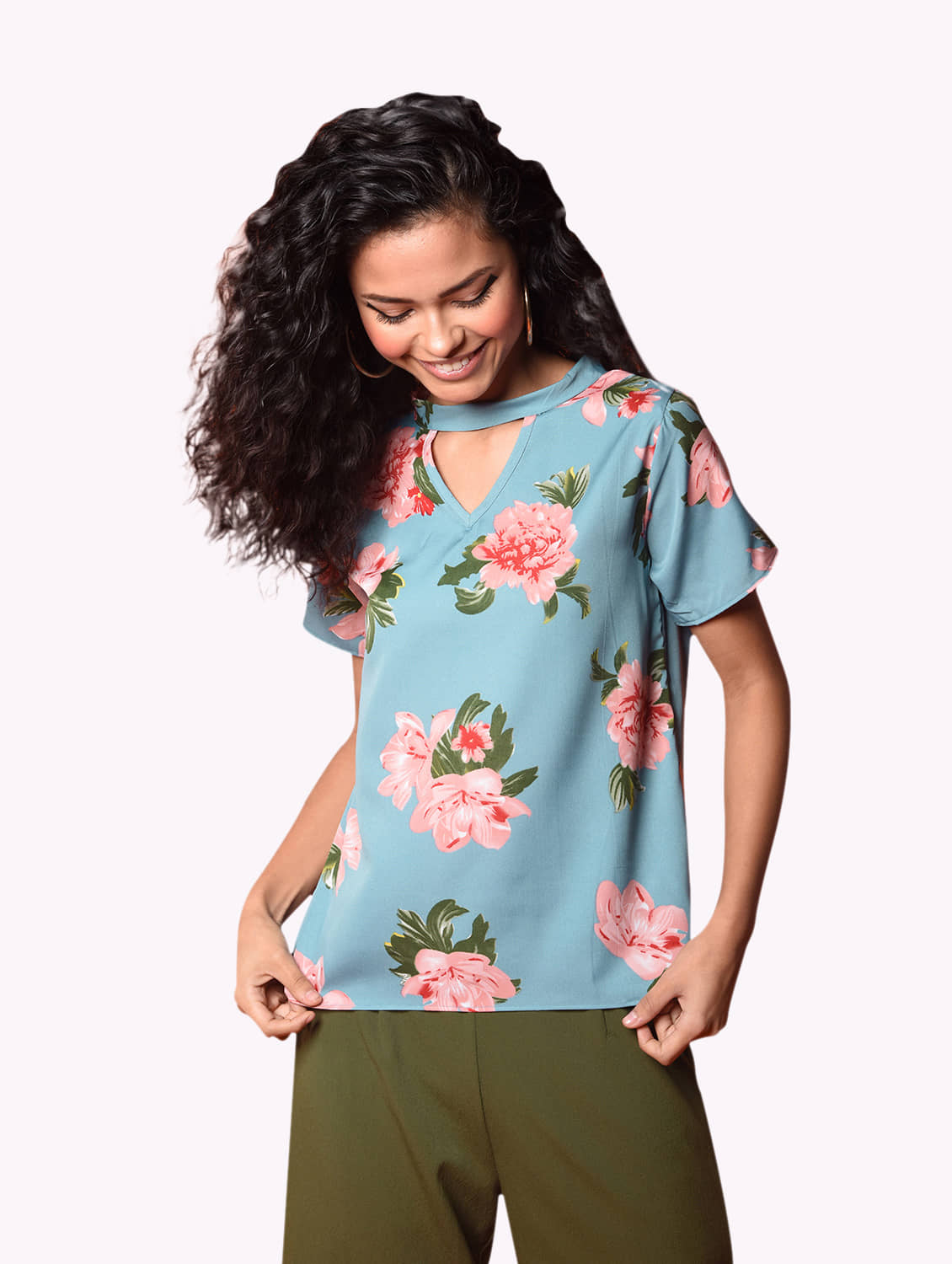 Chimpaaanzee Women's Crepe Regular Top ( Blue )
