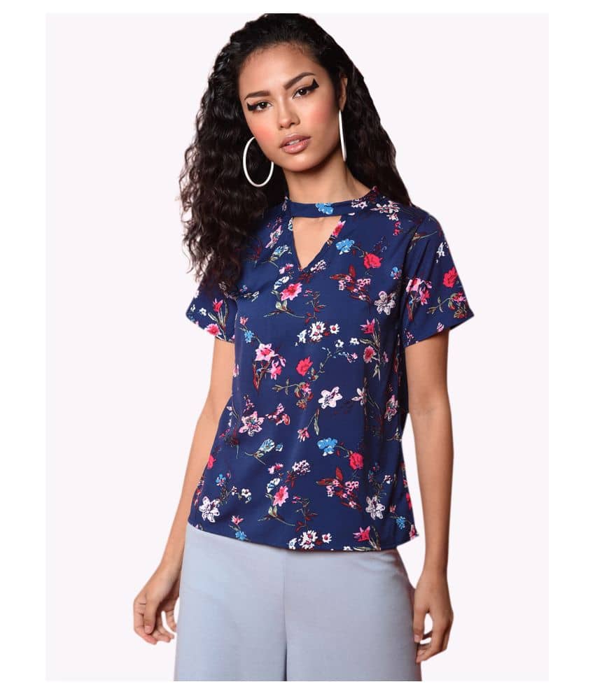 Chimpaaanzee Women's Crepe Regular Top ( Navy )