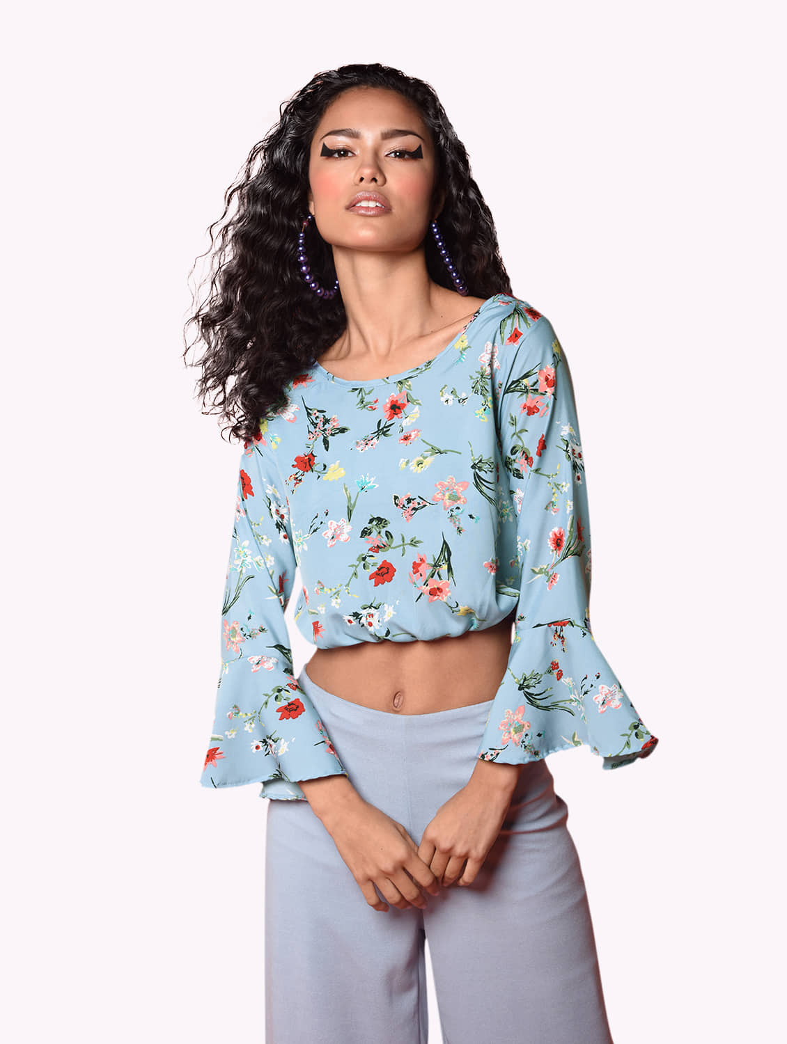 Chimpaaanzee Women's Crepe Crop Top ( Blue )