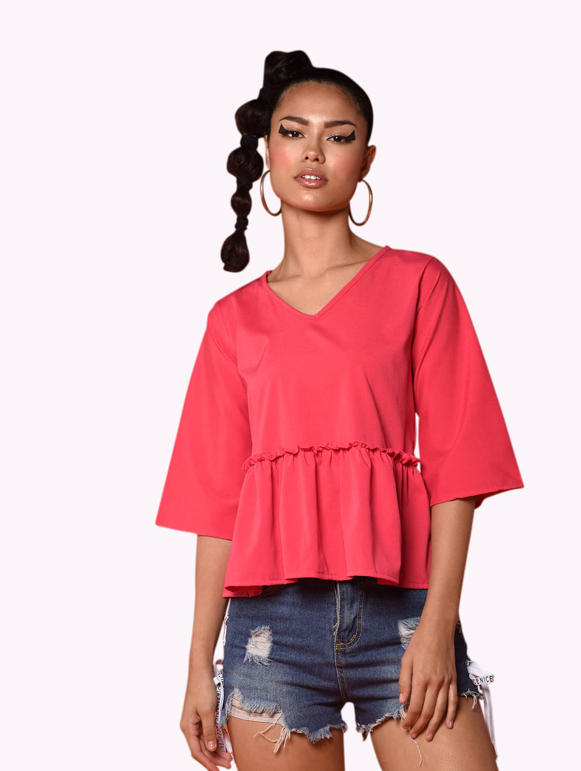     			Chimpaaanzee Women's Polyester Peplum Top ( Pink )