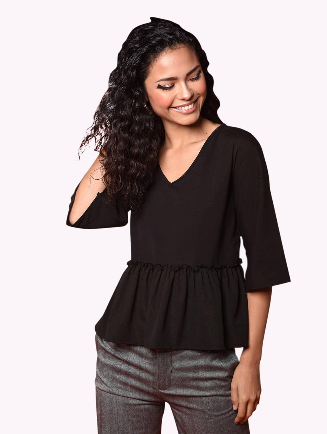 Chimpaaanzee Women's Polyester Empire Top ( Black )