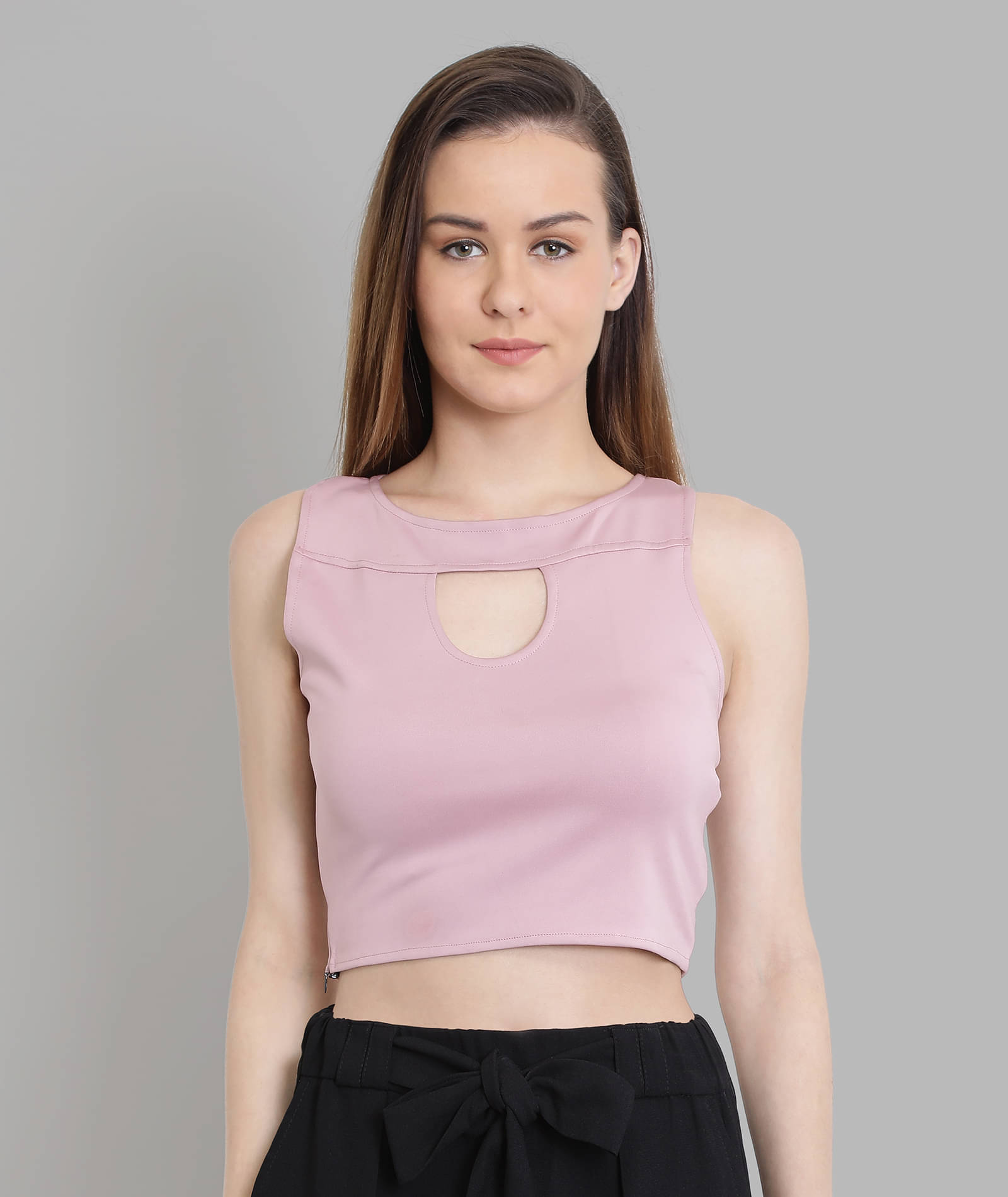 Chimpaaanzee Women's Polyester Crop Top ( Pink ) Chimpaaanzee Women's Polyester Crop Top ( Pink )