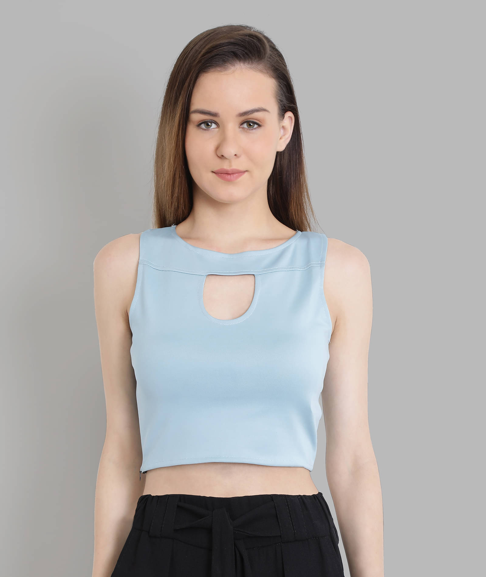 Chimpaaanzee Women's Polyester Crop Top ( Turquoise ) Chimpaaanzee Women's Polyester Crop Top ( Turquoise )