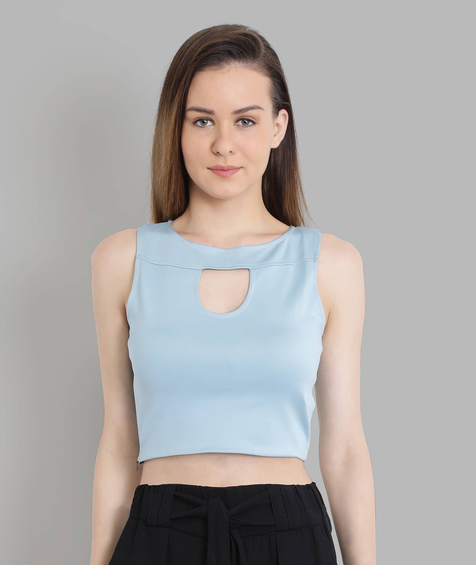 Chimpaaanzee Women's Polyester Crop Top ( Turquoise )