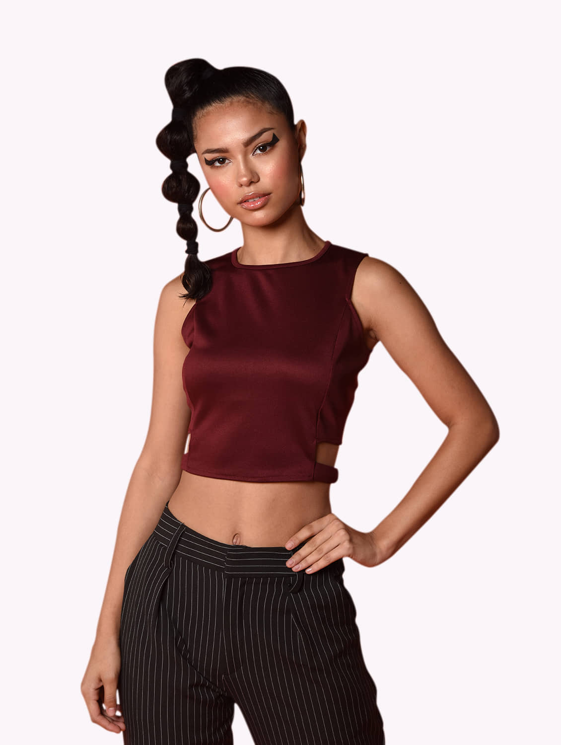 Chimpaaanzee Women's Polyester Crop Top ( Maroon )